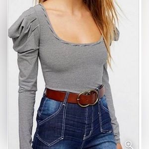 Penelope stripped puff sleeve top by free people
